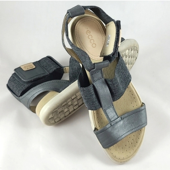 ECCO Damara Gladiator Dark Shadow Grey Strappy Leather Sandals Size 37 - Picture 13 of 15